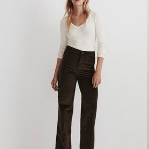 Madewell Emmet Wide Leg Corduroy Pants in dark green